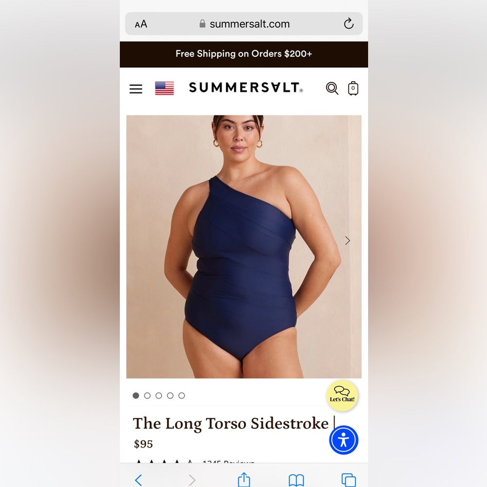 NWT Summersalt Sidestroke Navy Indigo Deep Sea swimsuit 18LT long torso